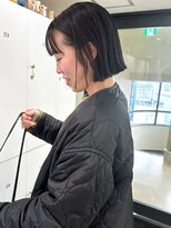 オーシャン(Ocean)&nbsp;切りっぱなしボブ アッシュグレー 黒髪 前髪カット 髪質改善