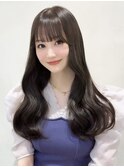チョコレートブラウン/ワンカラー/レイヤーカット/前髪あり