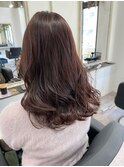 ボルドーカラー/くびれ巻き/韓国ヘア