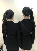 編み込みカチューシャ×サイドポニー