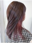 20代30代大人可愛いインナーカラーくすみカラーセミロング