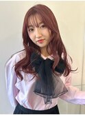 ダブルカラーピンクベージュベージュカラーケアブリーチレイヤー