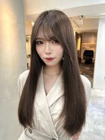 前髪あり髪質改善姫カットセミディカールシアーカラー縮毛矯正