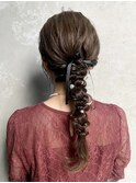 編み下ろしヘアセット結婚式ヘアセット三つ編みヘアセット結婚式