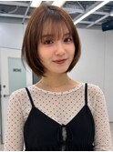 ひし形ボブ シースルーバング ミルクティーショコラベージュ