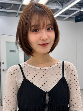 ヴェイン 渋谷(vain) ひし形ボブ シースルーバング ミルクティーショコラベージュ