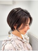 黒髪斜めバング丸みショートボブ【suiw】昭和町/天王寺/阿倍野