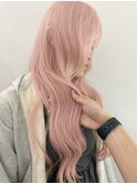 ミディアムレイヤーくびれミルクティーベージュハイトーンカラー