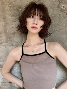 サイン 渋谷(SIGN) 韓国ボブハッシュカットレイヤーカットグレージュブリーチ無し