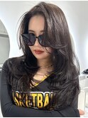 韓国ヘアーハッシュカットレイヤーカットハイライトカラー