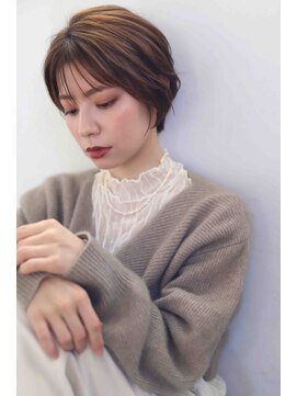 ムウ 難波(MOU) ショート暗めカラーグランマッシュデザインカラー20代30代40代