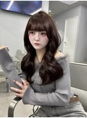 ミディアムレイヤーハッシュカット顔周りレイヤーカット韓国ヘア