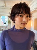 フレンチショートパーマ/カシスブラウン