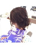 浴衣ヘア　着付け　着物　黒髪アレンジ