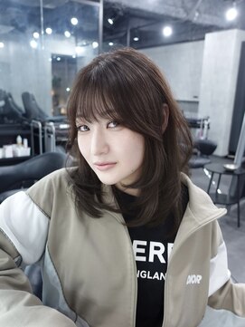 ラベル 渋谷(LAVEL) 韓国ミディアムレイヤー×ブリーチなしブラウンベージュ