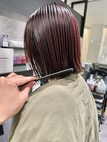 ケンジ 横浜(KENJE)&nbsp;ルーツカラー/レッド/暖色/ハイライト/切りっぱなしボブ