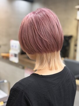 エッジ 下北沢(edge.) ピンクベージュ襟足ブロンドウルフ edge.下北沢