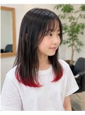 毛先レッドカラー