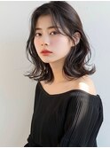 韓国ボブ/韓国風/セミディ/ブリーチなし/顔まわり