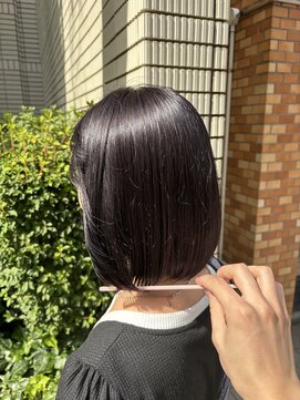 クリーブ 池袋(creeb) 切りっぱなしボブ、ラベンダーグレージュ