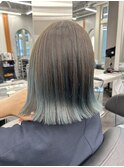 ☆バレイヤージュ風グラデ×アクアグレー☆
