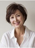 ５０代/白髪ぼかしハイライト/レイヤーボブ/ショート