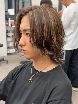 エルマーク 梅田(L-MARK) メンズボブロングロン毛パーマメンズヘアメンズパーマ