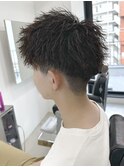 アップバング×ツイストパーマ メンズ 名駅名古屋