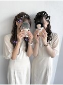 双子くまちゃん×編みたらしヘアメ m