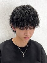 オーシャントーキョー 仙台(OCEAN TOKYO)&nbsp;縦落ちウルフパーマショートツーブロック黒髪