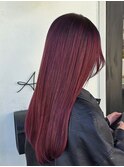 ダブルカラー×ワインレッド×ロング