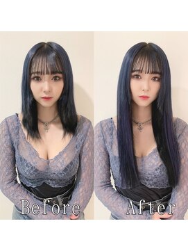 あるじゃんすー さいたま店 ネイビー#シールエクステ#大人ダークカラー#小顔ヘア#前髪#大宮