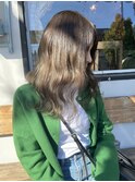 ブリーチなしカラーオリーブベージュ切りっぱなしミディアム韓国