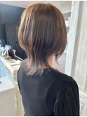 福山人気アッシュグレー酸性ストレートウルフスタイルブリーチ