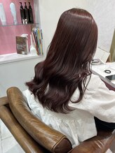 ザトエル 栄(THE TOEL) カシスレッド髪質改善イルミナカラーブリーチなしピンクベージュ