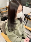 透明感カラーグレージュ＊ブリーチなしロングレイヤーカット