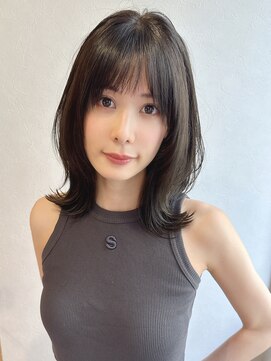 ノラ ギンザ(NORA GINZA) シースルーバング×くびれミディアムヘア 20代30代40代50代#1