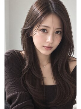 ダル 渋谷/表参道(DAL.) ミディアムレイヤーロングレイヤーダークブラウン韓国風
