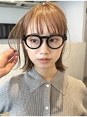 オレンジベージュ/ワイドバング/顔まわりレイヤー/ボブ