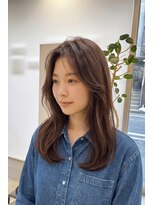 トレ(tre.)&nbsp;かきあげ前髪ブラウンレイヤーロング