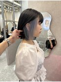 ダブルカラーインナーカラーペールブルー韓国風子暗髪ブルベ