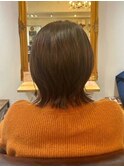毛先軽めくびれカット/ツヤカラー