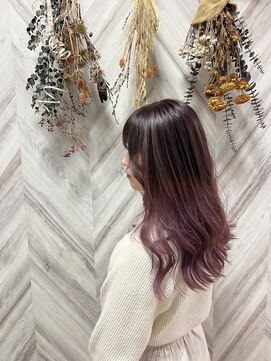 ヘアーサロン オリガミ(Origami) バレイヤージュ×ピンクラベンダー