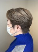 【白髪ぼかしハイライト×ハンサムショート/30代40代50代60代】