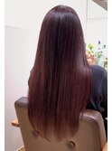 髪質改善ブリーチ無しダブルカラーチェリーレッド赤髪暖色京都