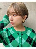コンパクトショートボブ×ベージュカラー