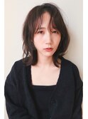 大人かわいい黒髪ミディアムレイヤーパーマスタイル♪