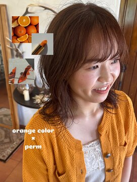 リタ(rta) オレンジカラー× ニュアンスパーマ