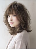 ☆オリーブグレーココアベージュ小顔クラゲヘアー/黒髪/髪質改善
