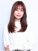 ロングレイヤーカット10代20代30代オリーブベージュKM